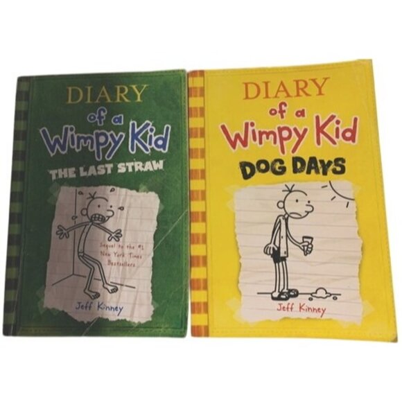 Diary Of A Wimpy Kid 2 Paperback Set  "The Last Straw" & "Dog Days" By Jeff Kinn - Picture 1 of 3